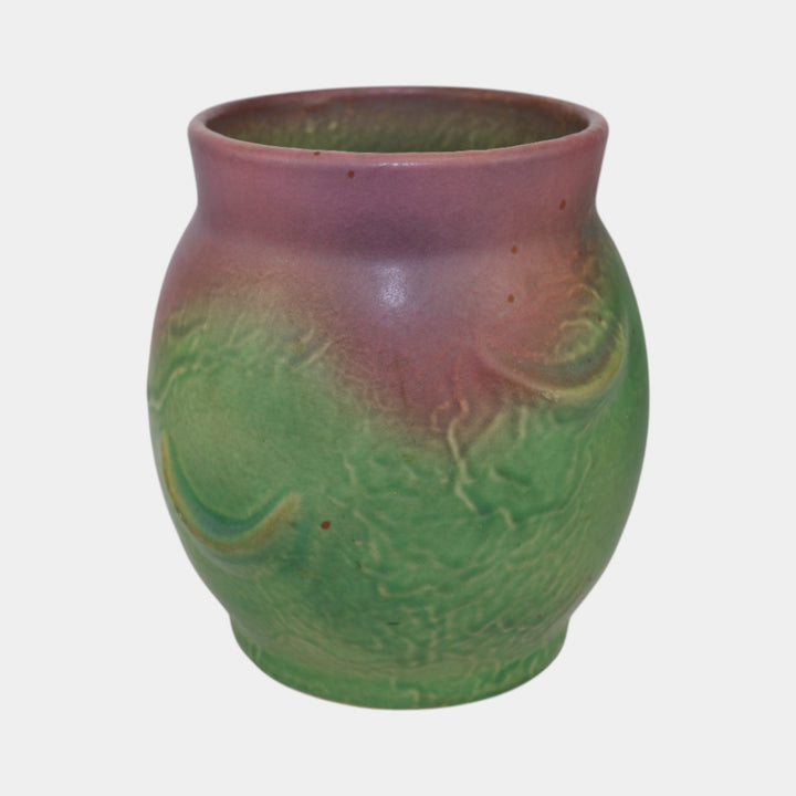 Weller Elberta 1930s Vintage Art Deco Pottery Green Pink Ceramic Vase - Just Art Pottery