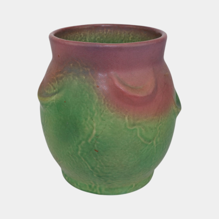 Weller Elberta 1930s Vintage Art Deco Pottery Green Pink Ceramic Vase - Just Art Pottery
