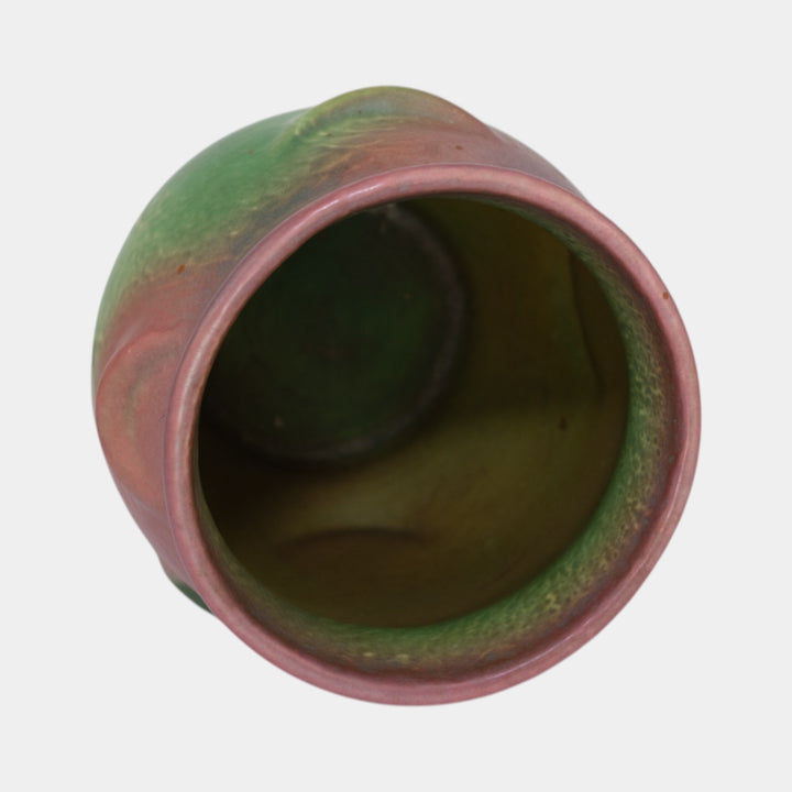 Weller Elberta 1930s Vintage Art Deco Pottery Green Pink Ceramic Vase - Just Art Pottery