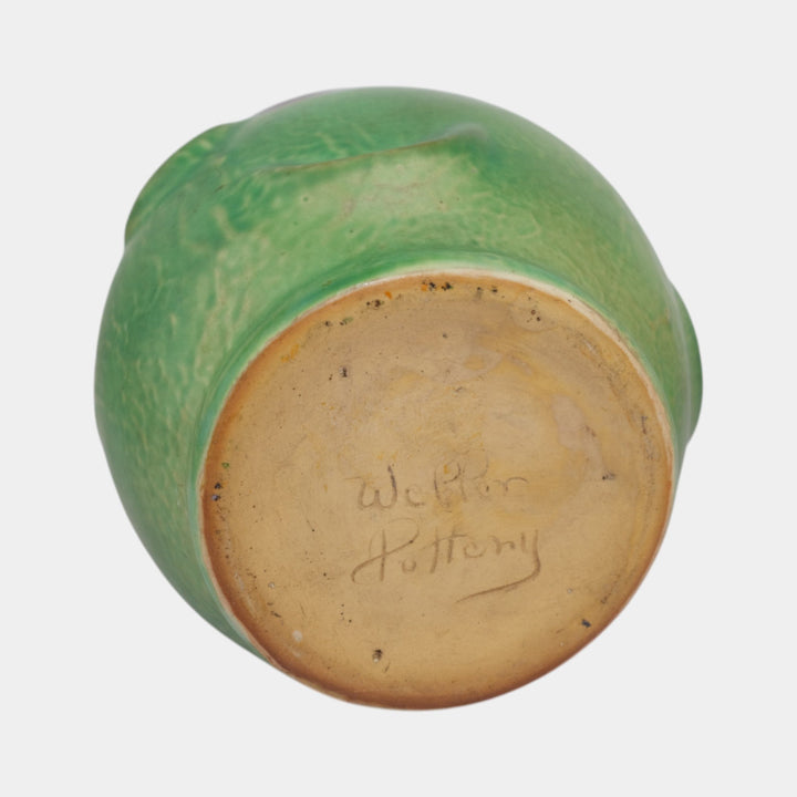 Weller Elberta 1930s Vintage Art Deco Pottery Green Pink Ceramic Vase - Just Art Pottery