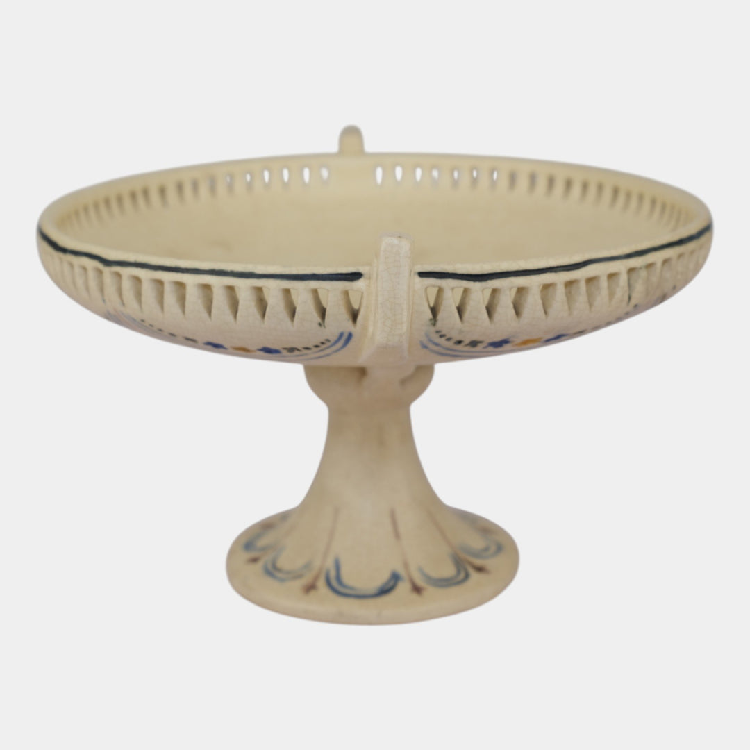 Weller Creamware Vintage Art Pottery Double Handle Ceramic Compote - Just Art Pottery
