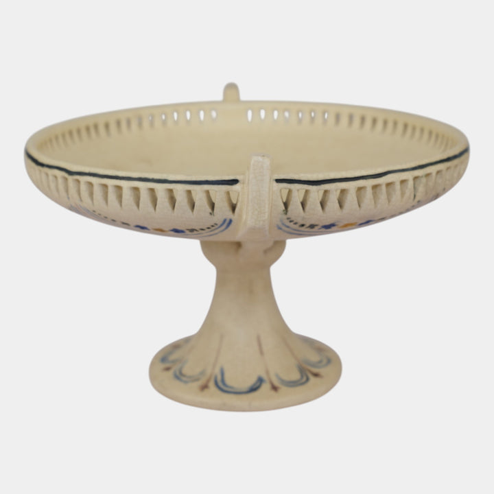 Weller Creamware Vintage Art Pottery Double Handle Ceramic Compote - Just Art Pottery