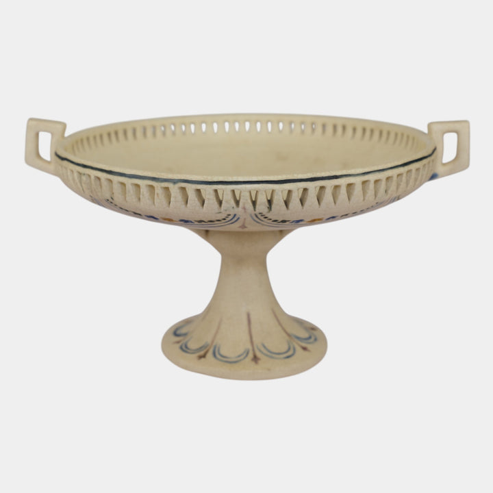 Weller Creamware Vintage Art Pottery Double Handle Ceramic Compote - Just Art Pottery