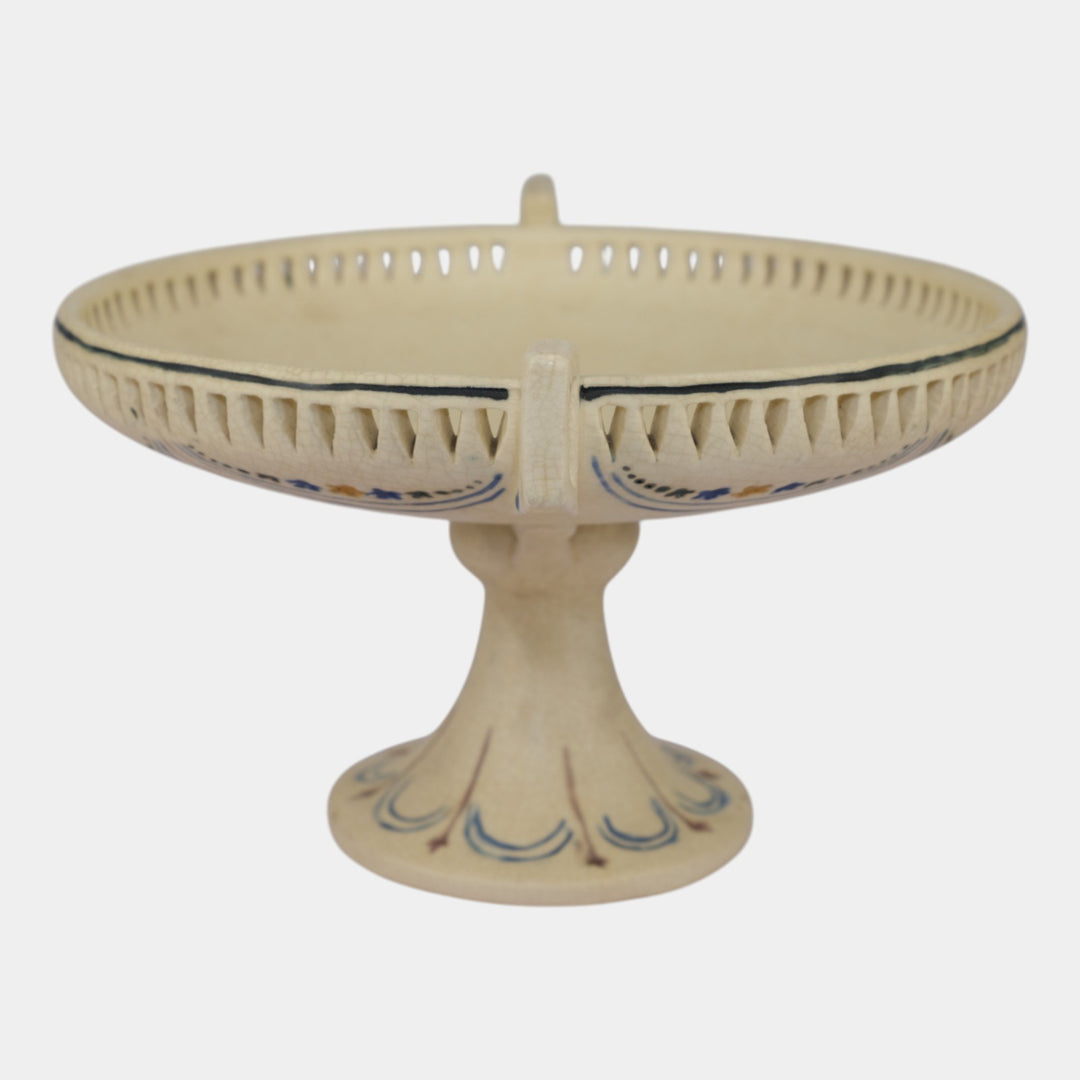 Weller Creamware Vintage Art Pottery Double Handle Ceramic Compote - Just Art Pottery