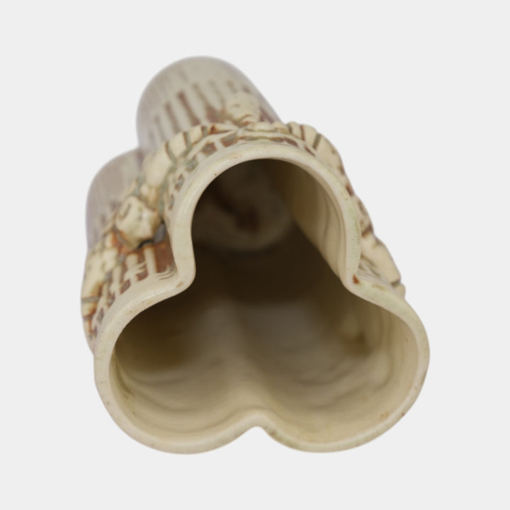 Weller Clinton Ivory 1914 Vintage Art Pottery Ceramic Tri Column Vase - Just Art Pottery