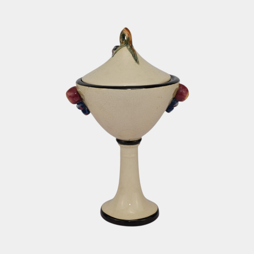 Weller Noval 1920s Vintage Art Pottery Ceramic Covered Jar Comport - Just Art Pottery