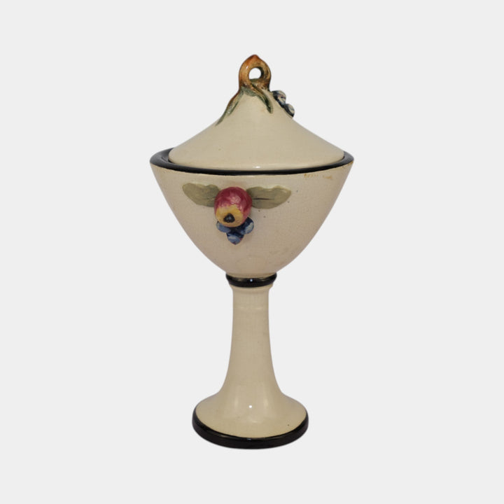 Weller Noval 1920s Vintage Art Pottery Ceramic Covered Jar Comport - Just Art Pottery