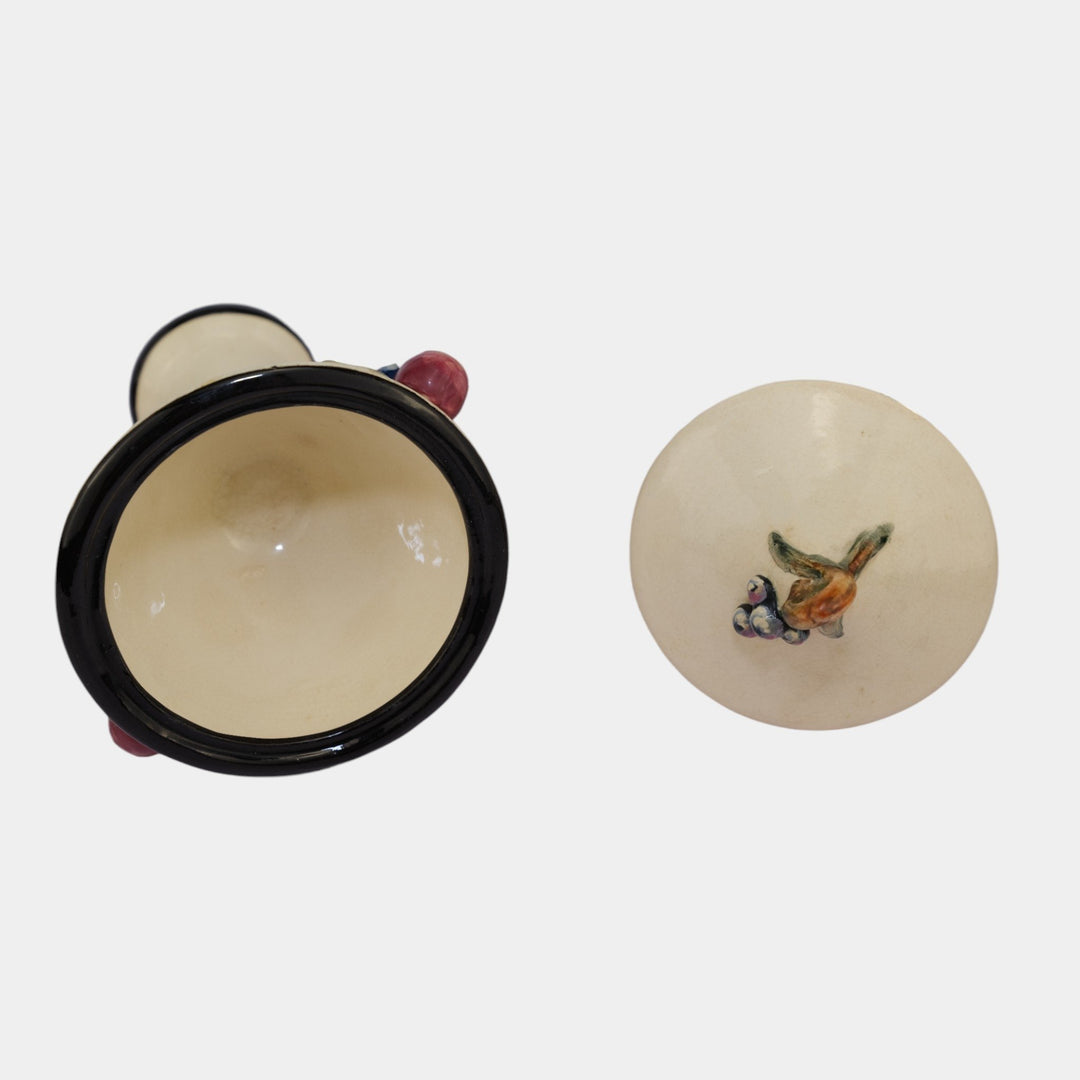 Weller Noval 1920s Vintage Art Pottery Ceramic Covered Jar Comport - Just Art Pottery