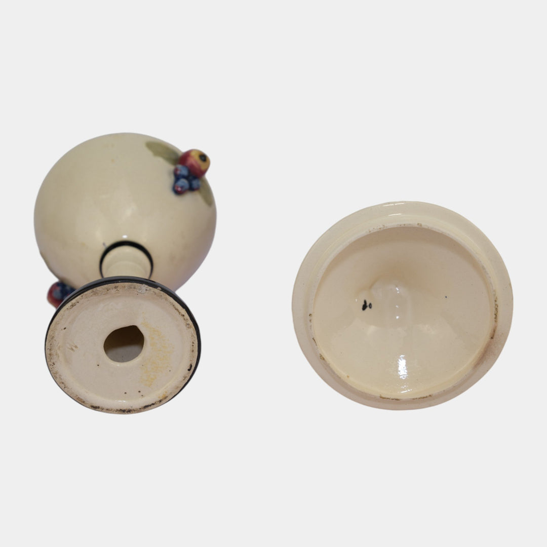 Weller Noval 1920s Vintage Art Pottery Ceramic Covered Jar Comport - Just Art Pottery