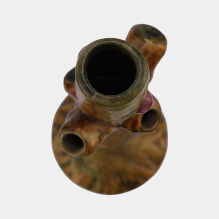 Weller Woodcraft 1920s Vintage Art Pottery Red Apple Tree Tall Bud Vase - Just Art Pottery