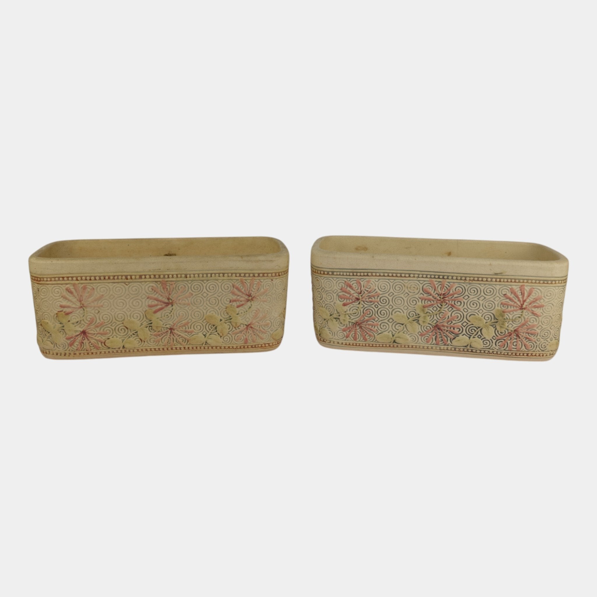 ceramic window box planters Weller Roma Dupont Vintage Pottery Large Window Box Planters
