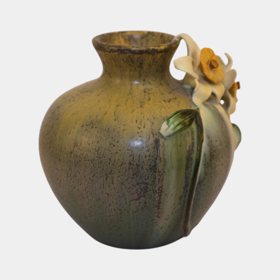 Ephraim Faience Experimental Pottery Ceramic Buttercup Daffodil Vase M03 - Just Art Pottery