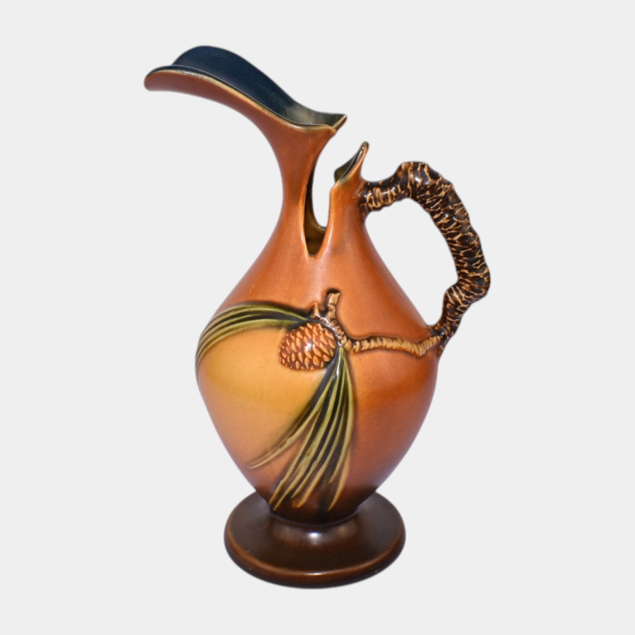 Roseville Pine Cone Brown 1936 Vintage Art Pottery Ceramic Ewer
