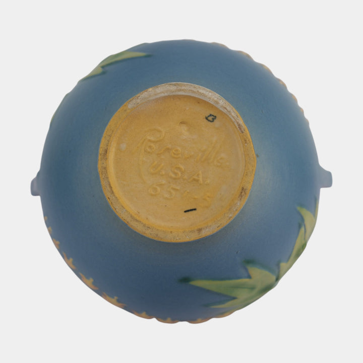 Roseville Bleeding Heart Blue 1940 Vintage Pottery Ceramic Jardiniere Planter 651-5 - Just Art Pottery