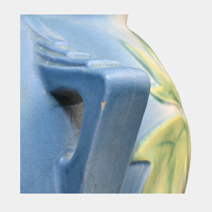Roseville Bleeding Heart 1940 Vintage Pottery Blue Jardiniere Pedestal 651-10 - Just Art Pottery