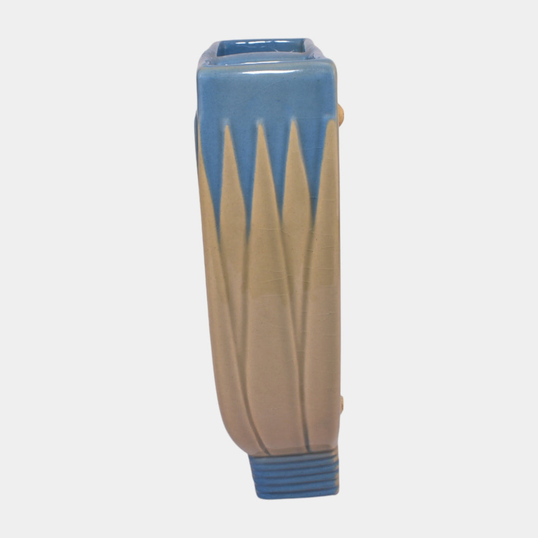 Roseville Lotus Blue 1952 Mid Century Modern Pottery Ceramic Wall Pocket L8-7 - Just Art Pottery