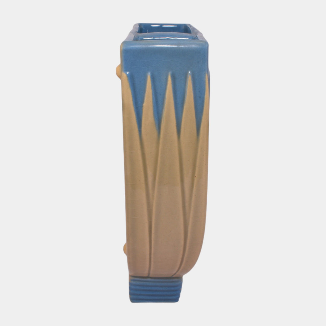 Roseville Lotus Blue 1952 Mid Century Modern Pottery Ceramic Wall Pocket L8-7 - Just Art Pottery