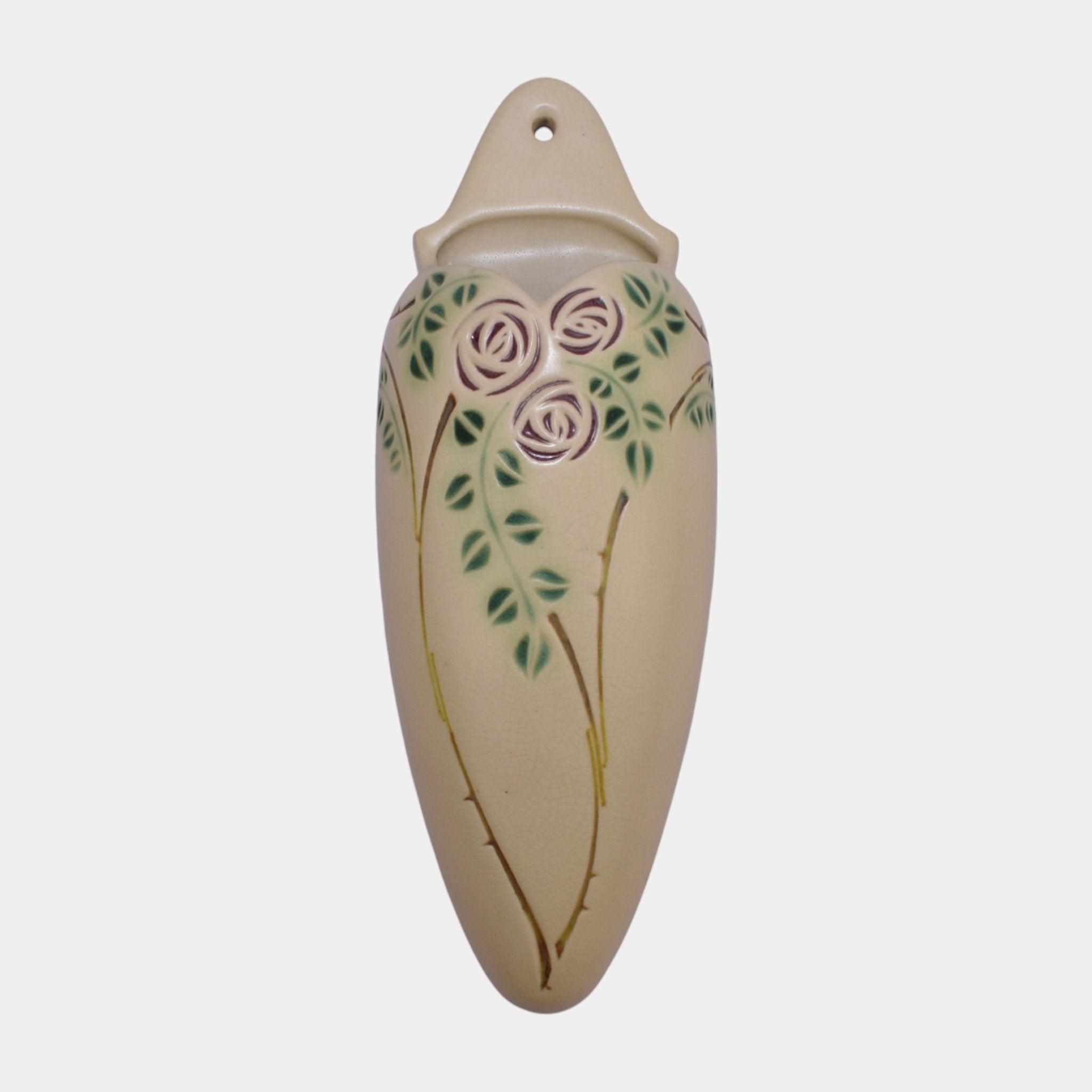 ま*こ様 Riliy vintage　スワンボレロ　ナチュラル Roseville Velmoss Scroll 1916 Vintage Art Pottery Ceramic Wall