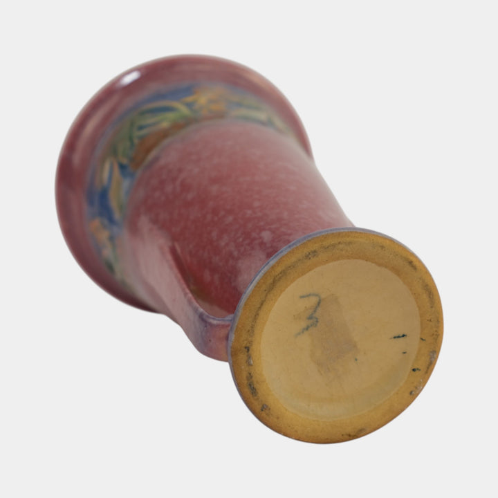 Roseville Baneda Pink 1932 Vintage Art Deco Pottery Ceramic Handled Vase 604-7 - Just Art Pottery