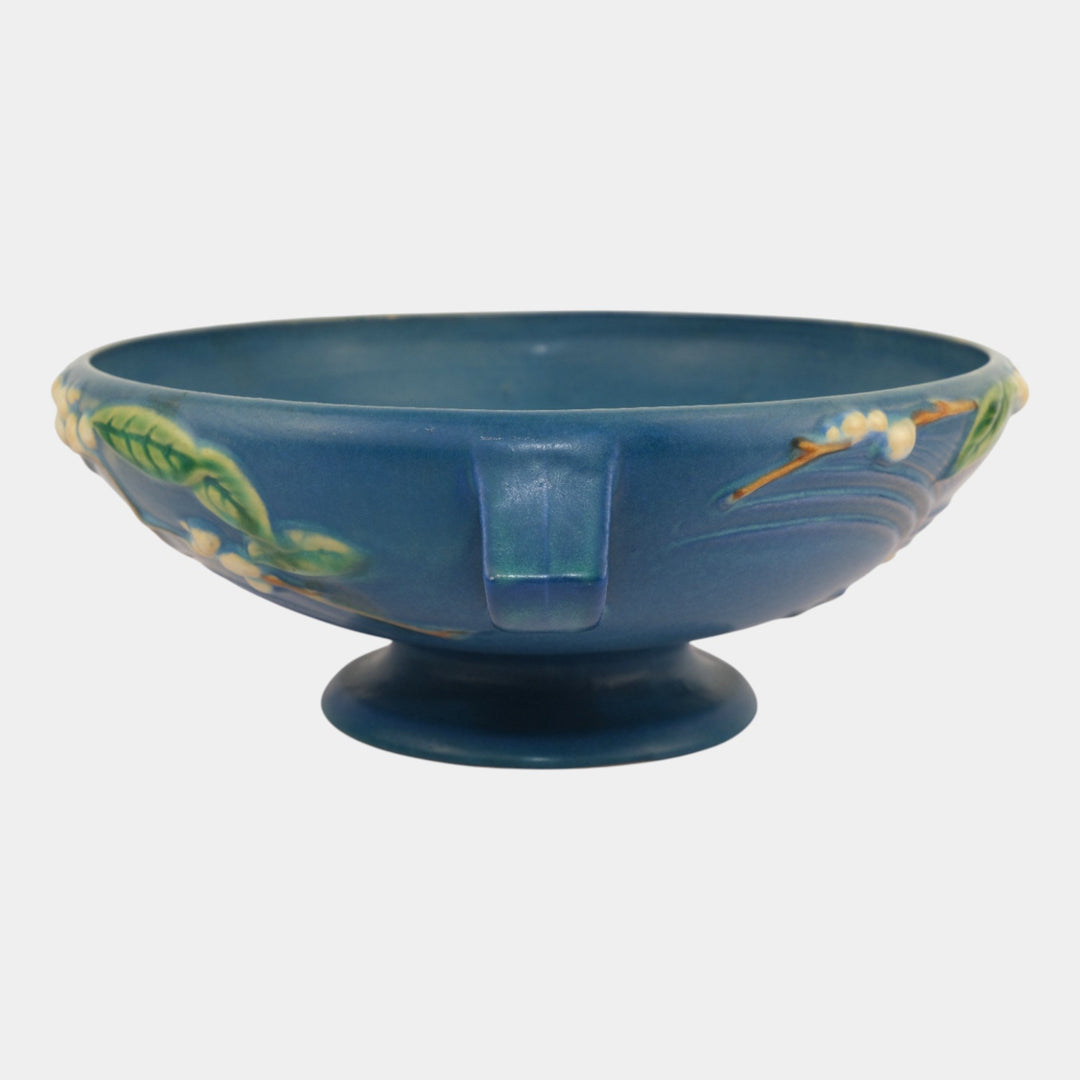 Roseville Snowberry Blue 1947 Mid Century Modern Art Pottery Fruit Bowl 1FB-10 - Just Art Pottery