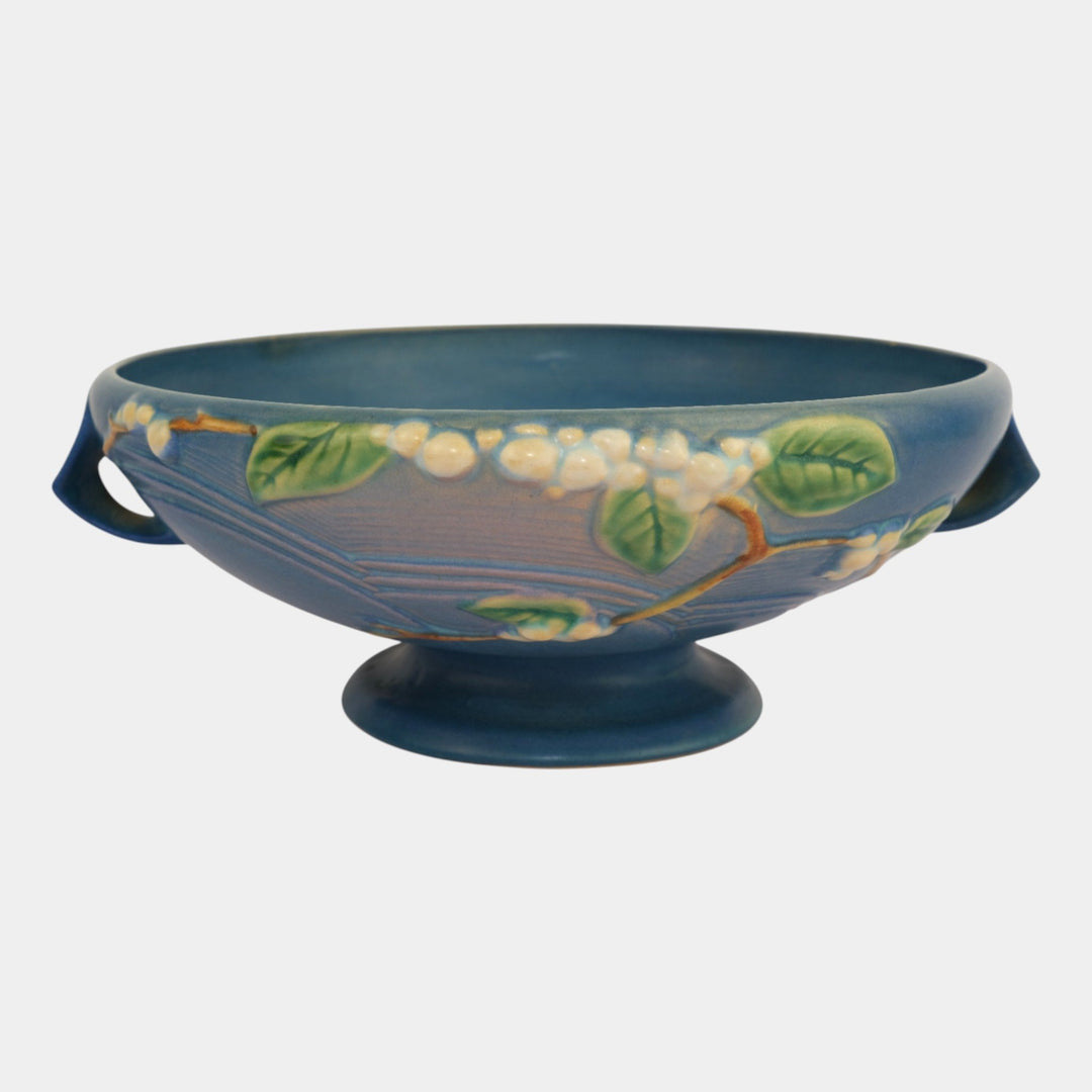 Roseville Snowberry Blue 1947 Mid Century Modern Art Pottery Fruit Bowl 1FB-10 - Just Art Pottery