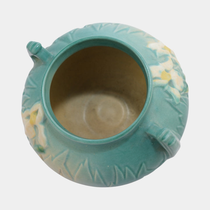Roseville Iris Blue 1939 Vintage Art Deco Pottery Ceramic Planter 357-4 - Just Art Pottery