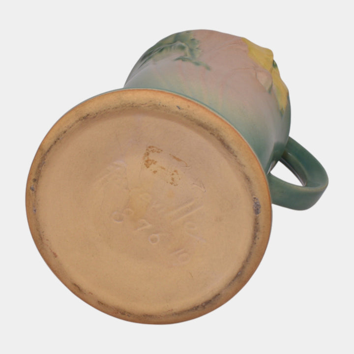 Roseville Poppy Green 1938 Vintage Art Deco Pottery Ceramic Ewer 876-10 - Just Art Pottery