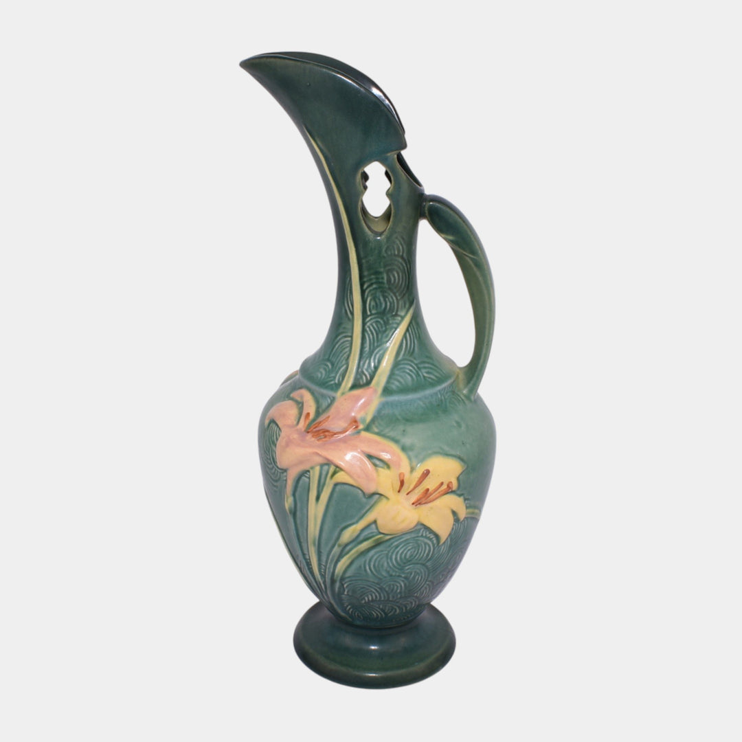 Roseville Zephyr Lily Green 1946 Mid Century Modern Art Pottery Ewer 24-15 - Just Art Pottery