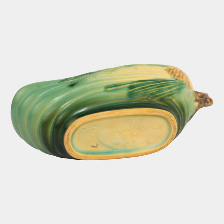 Roseville Pine Cone 1953 Vintage Mid Century Modern Pottery Green Planter 455-6 - Just Art Pottery