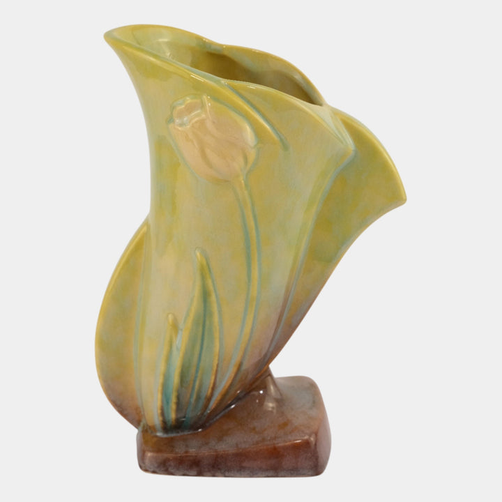 Roseville Wincraft Green 1948 Mid Century Modern Pottery Tulip Vase 282-8 - Just Art Pottery