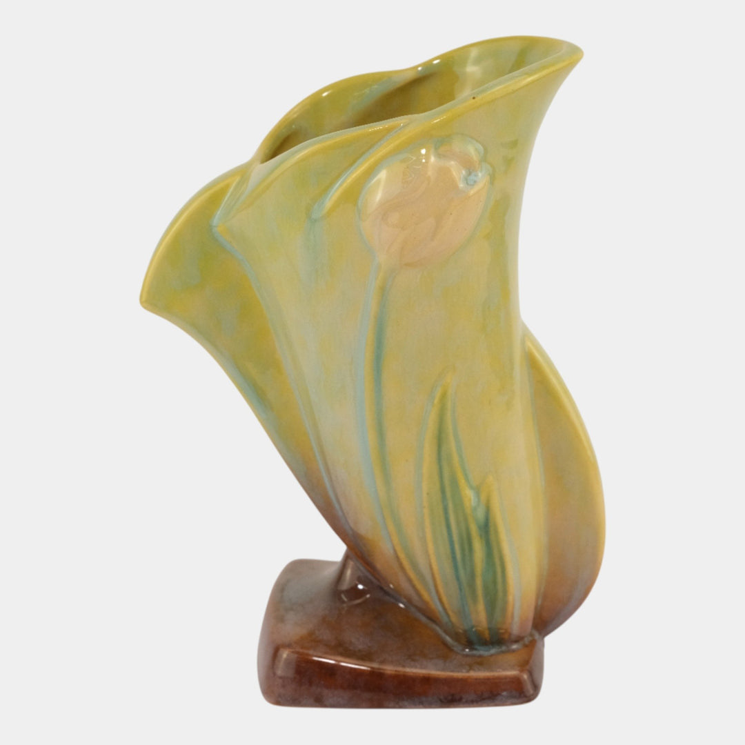 Roseville Wincraft Green 1948 Mid Century Modern Pottery Tulip Vase 282-8 - Just Art Pottery