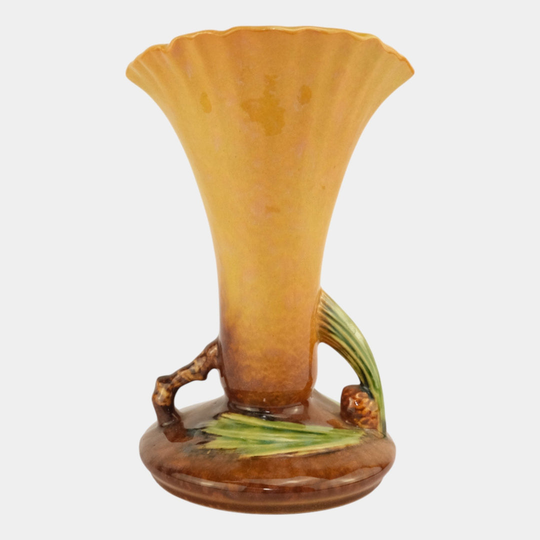 Roseville Wincraft Orange 1948 Mid Century Modern Pottery Pine Cone Vase 283-8 - Just Art Pottery