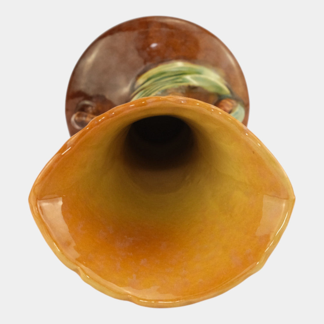 Roseville Wincraft Orange 1948 Mid Century Modern Pottery Pine Cone Vase 283-8 - Just Art Pottery