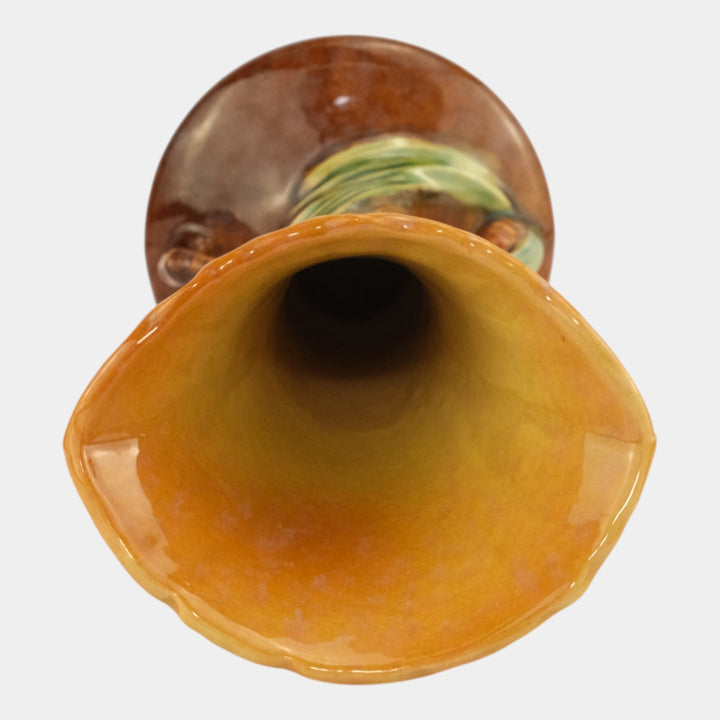 Roseville Wincraft Orange 1948 Mid Century Modern Pottery Pine Cone Vase 283-8 - Just Art Pottery