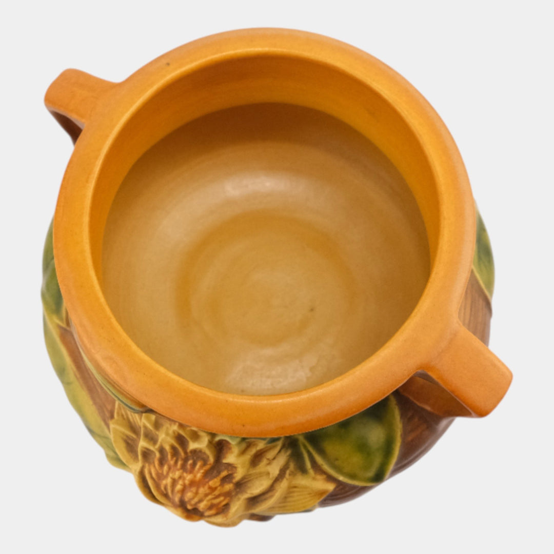 Roseville Water Lily Brown 1943 Vintage Pottery Ceramic Jardiniere Planter 663-4 - Just Art Pottery