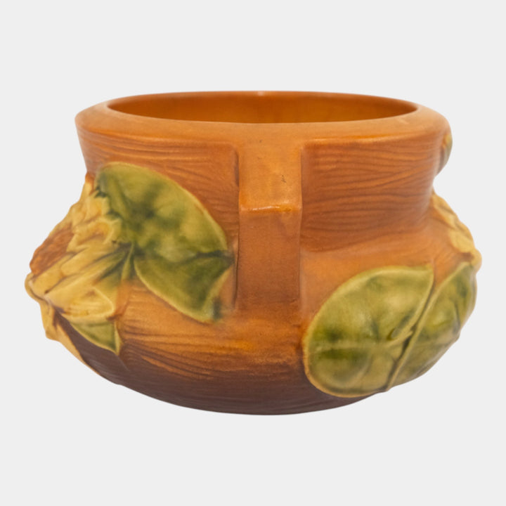 Roseville Water Lily Brown 1943 Art Pottery Ceramic Jardiniere Planter 663-5 - Just Art Pottery