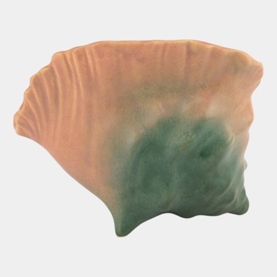 Roseville Water Lily Pink 1946 Art Pottery Conch Shell Planter Vase 445-6 - Just Art Pottery