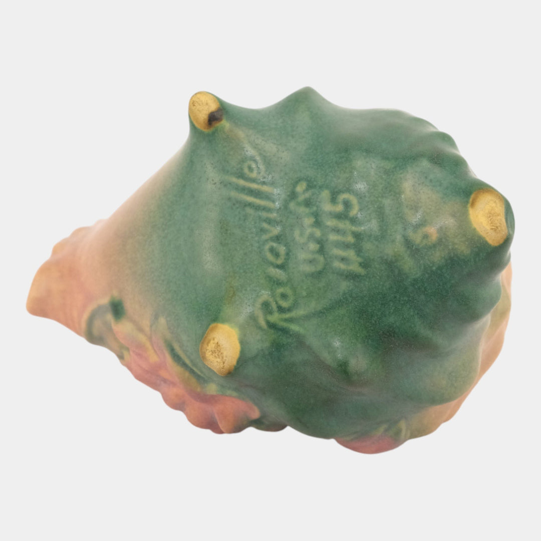 Roseville Water Lily Pink 1946 Art Pottery Conch Shell Planter Vase 445-6 - Just Art Pottery