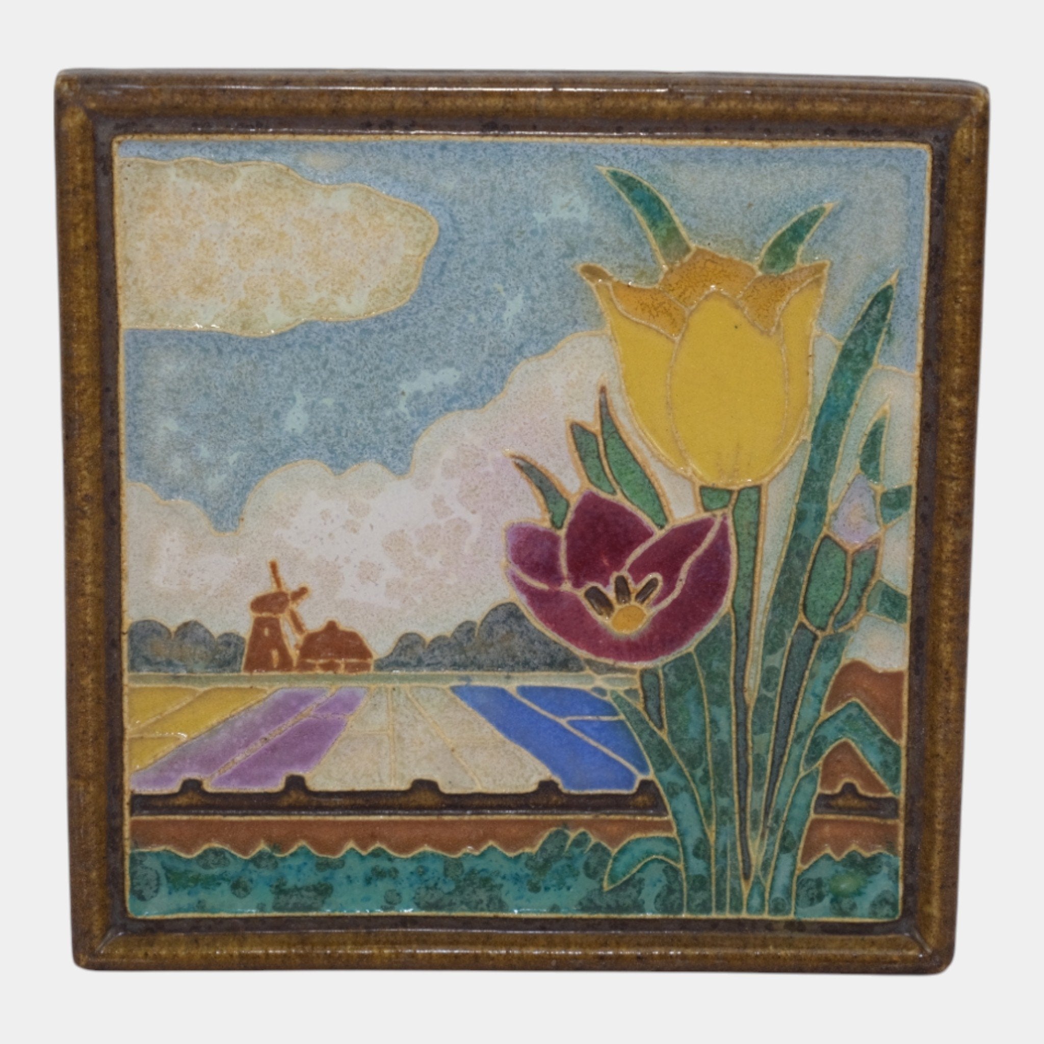 Delft De Porceleyne Fles Holland Art Pottery Tulip Fields Scenic