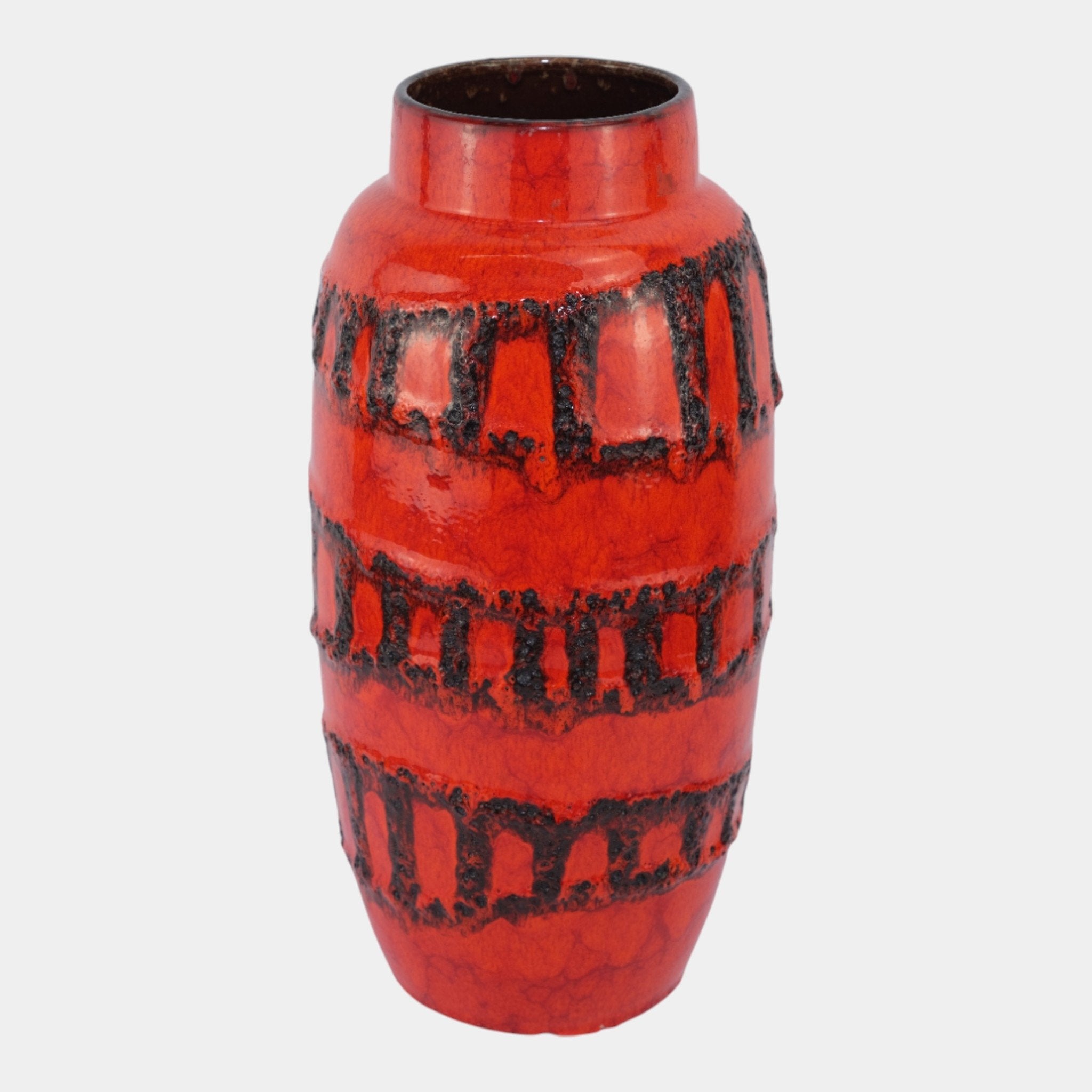 Scheurich West German Red Mid Century Fat Lava Glaze Ceramic Floor