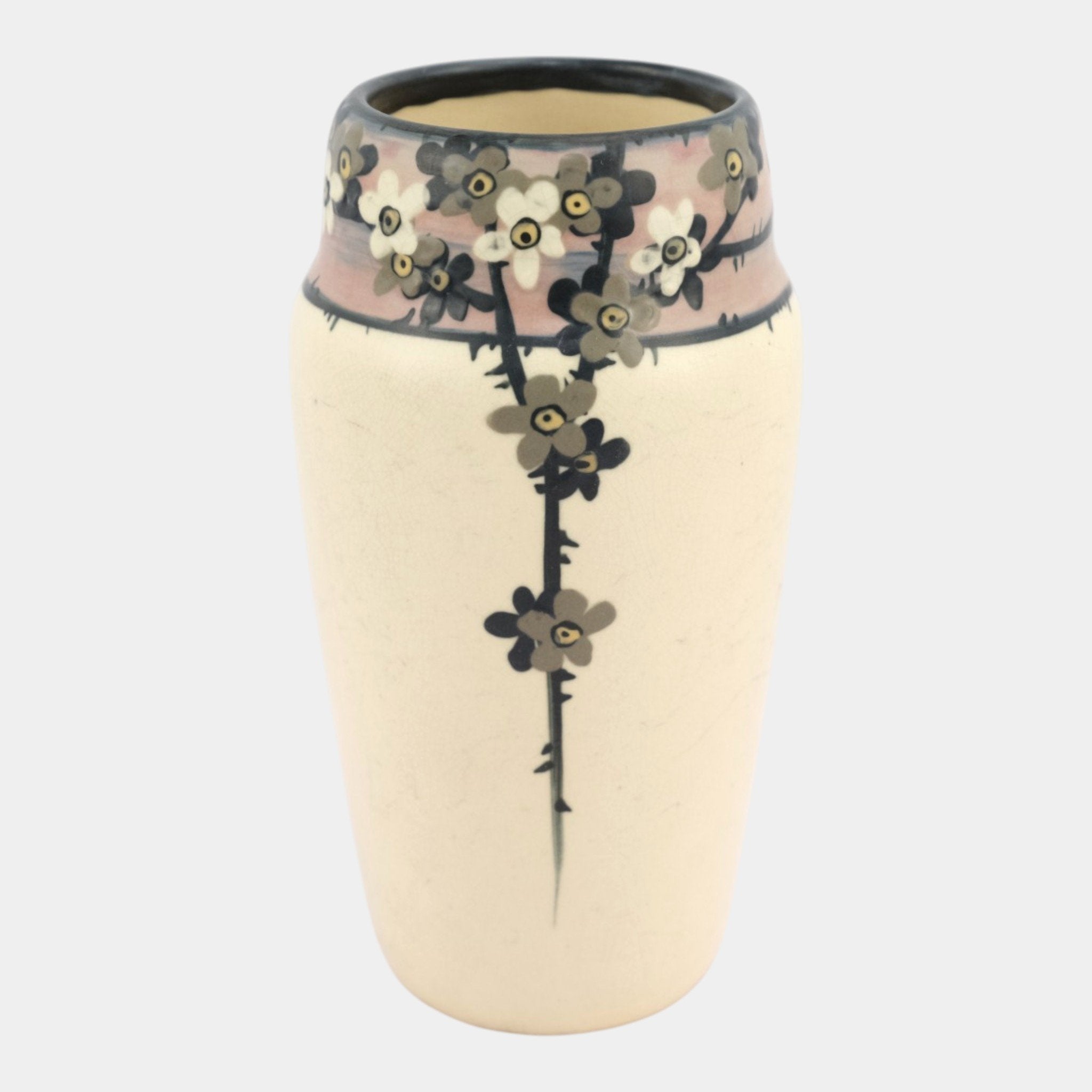 Weller Hudson 1920s Vintage Art Pottery Hand Painted White Floral