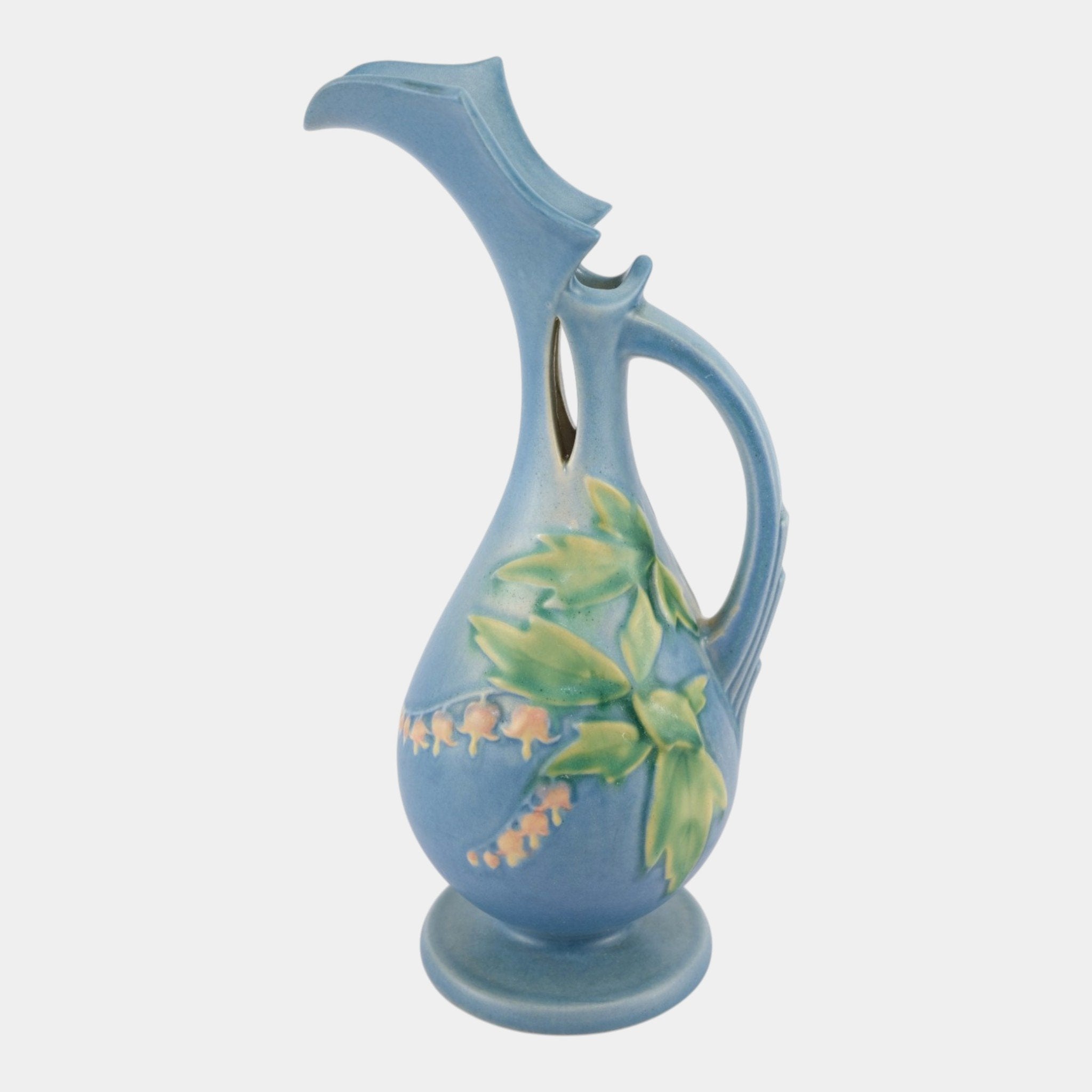 Roseville Bleeding Heart Blue 1940 Vintage Art Pottery Ceramic