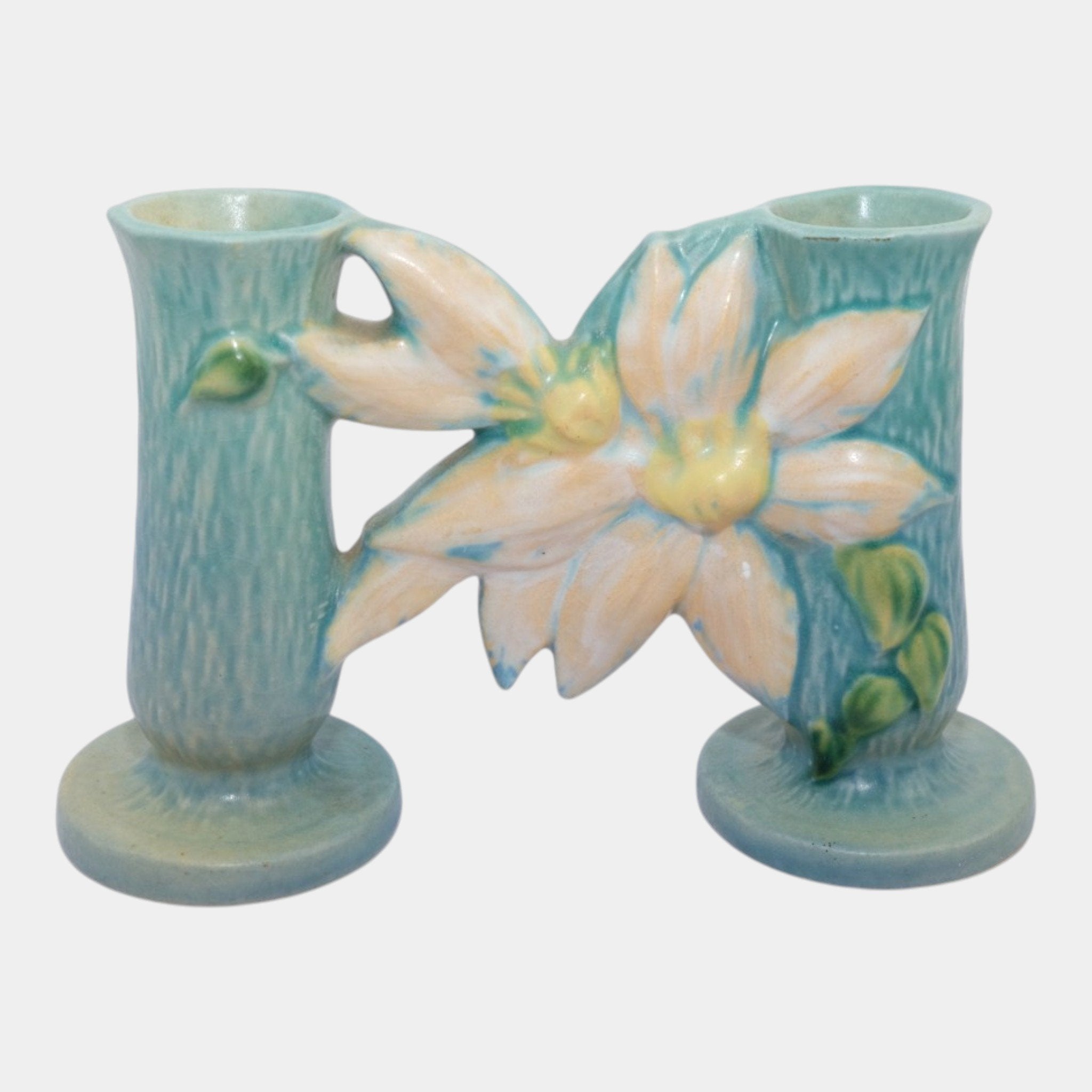 ウミウシのお姫様と桜ドレス シーグラスアート インテリア ボタニカル 玄関飾り Roseville Clematis Blue 1944 Vintage Art Pottery Ceramic Double