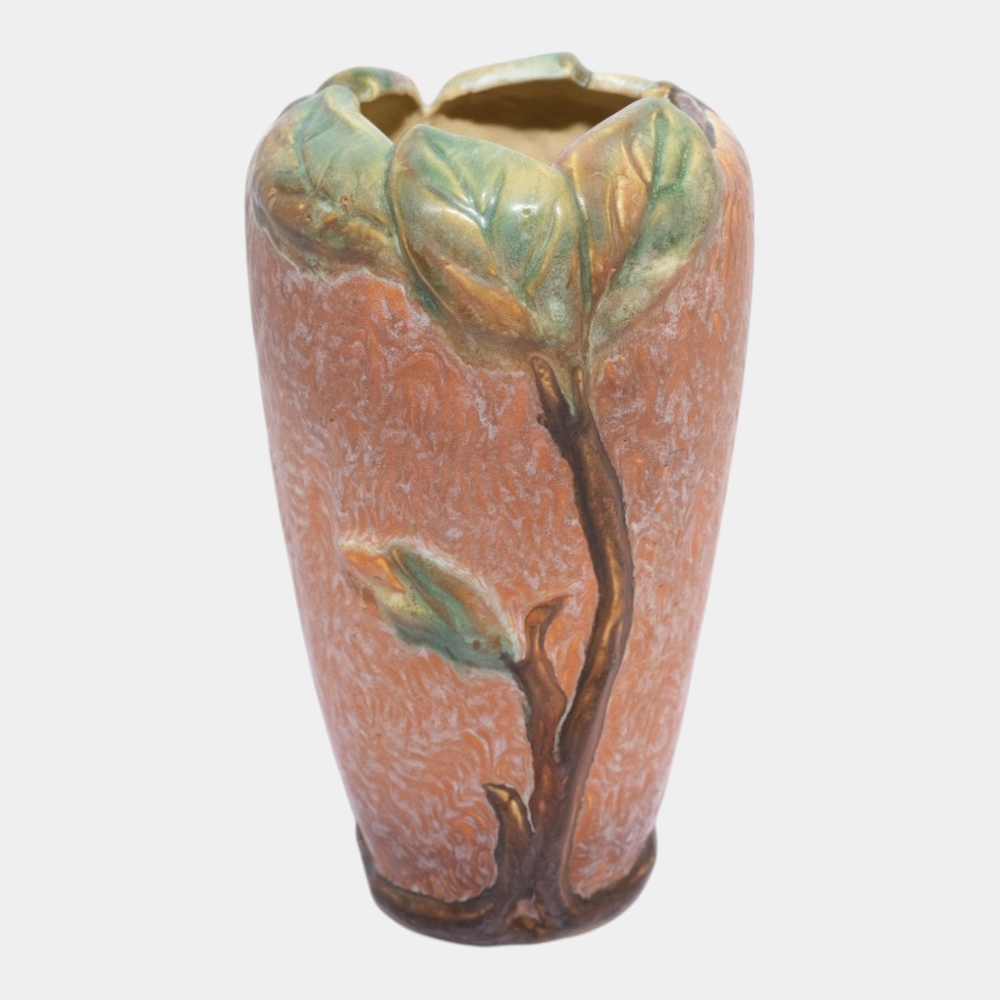 Weller Malverne 1920s Vintage Art Pottery Brown Green Leaves And
