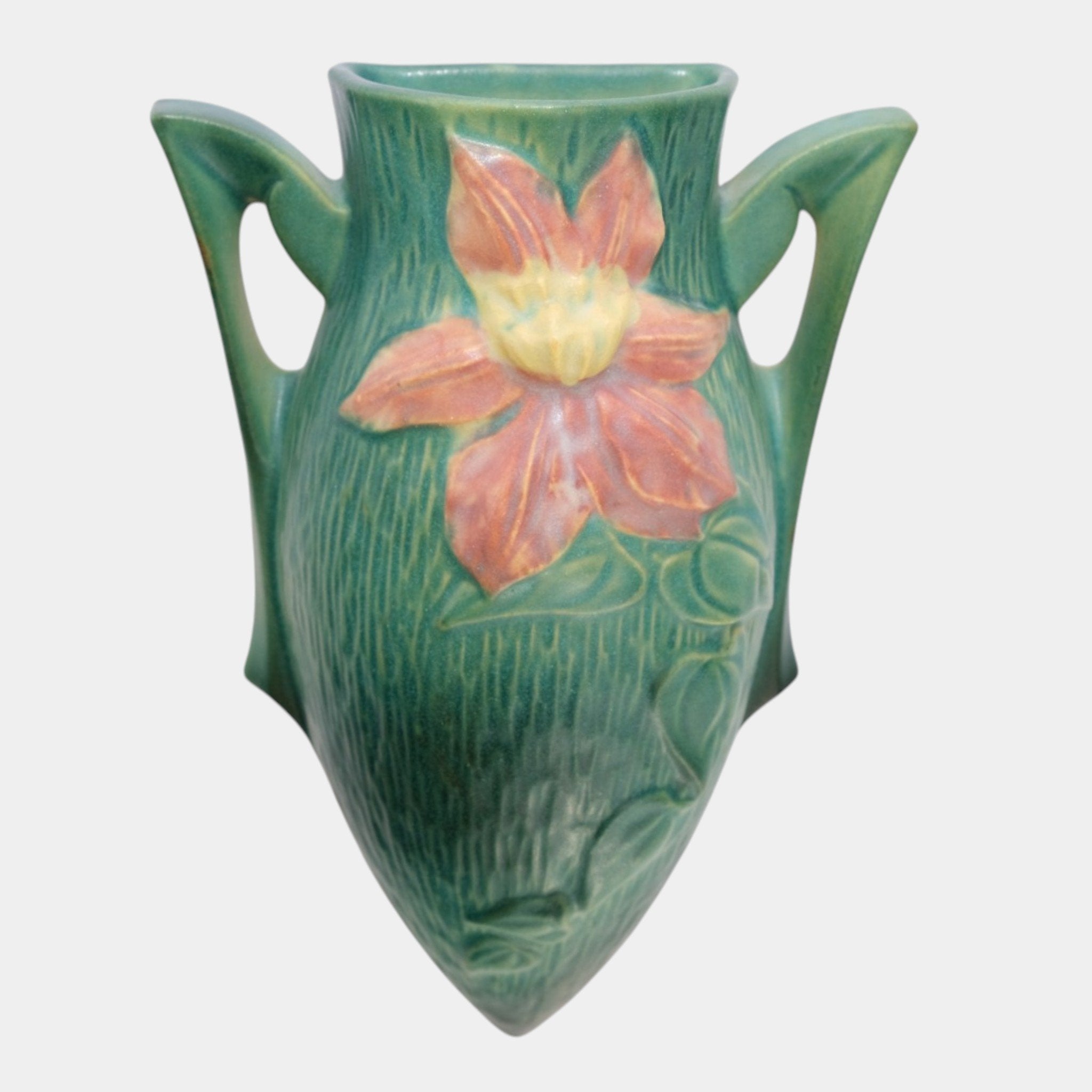 Roseville Clematis Green 1944 Vintage Art Pottery Ceramic Wall