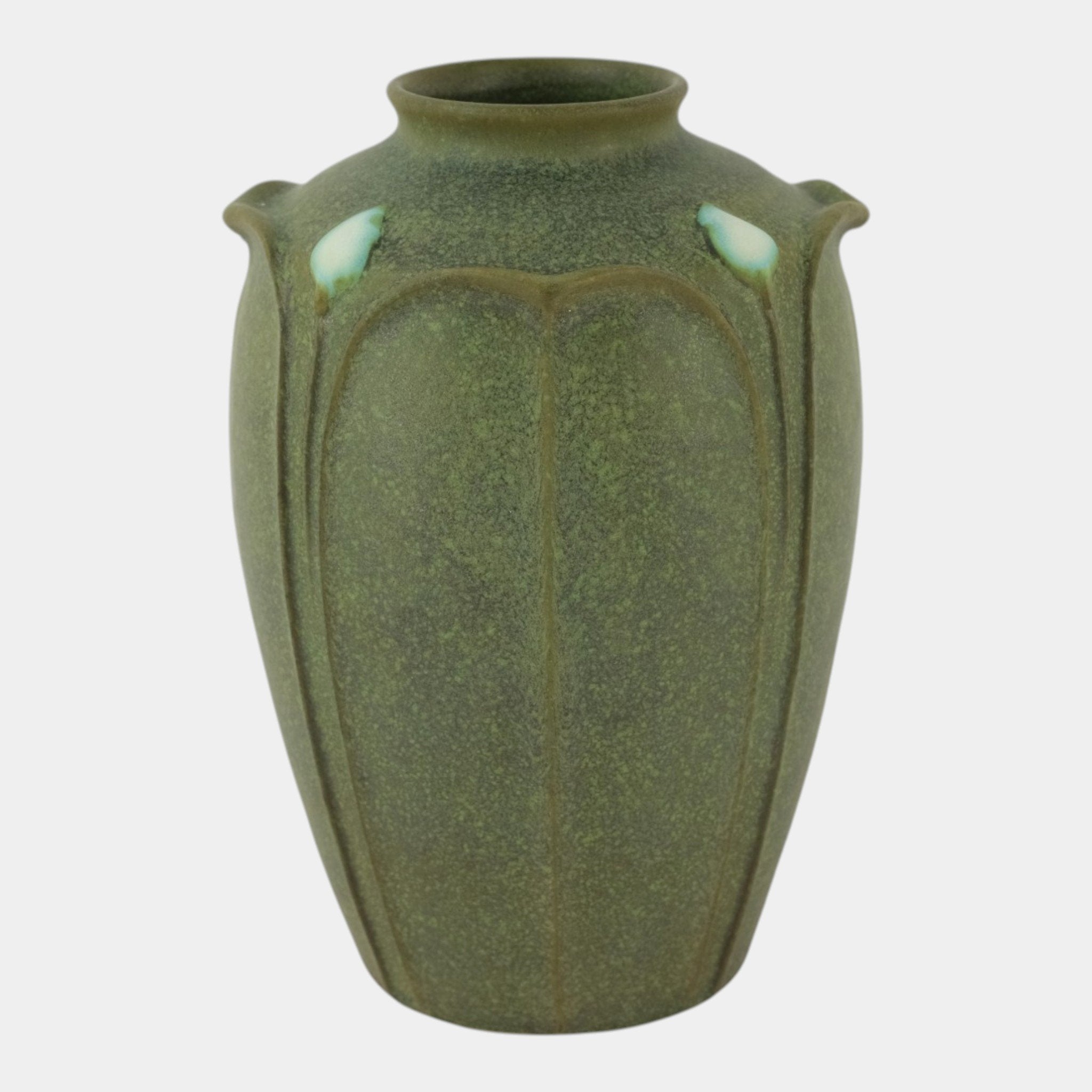 Jemerick Studio Pottery 1998 Arts And Crafts Matte Green Leaf Blue