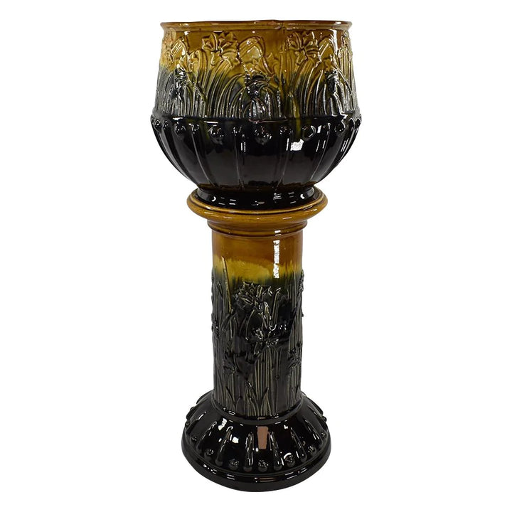 Roseville Blended Majolica Early 1900s Art Pottery Lily Jardiniere Pedestal 537 - Just Art Pottery