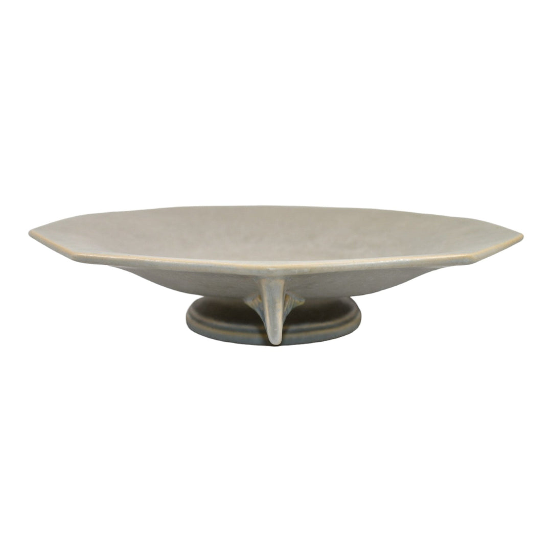 Roseville Tuscany Gray 1927 Vintage Art Deco Pottery Handled Center Bowl 174-12 - Just Art Pottery