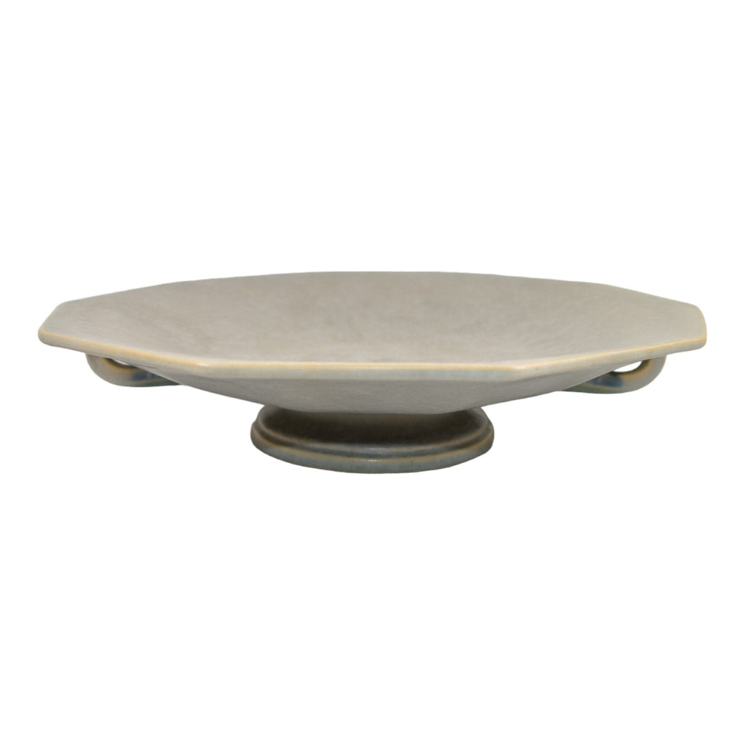 Roseville Tuscany Gray 1927 Vintage Art Deco Pottery Handled Center Bowl 174-12 - Just Art Pottery