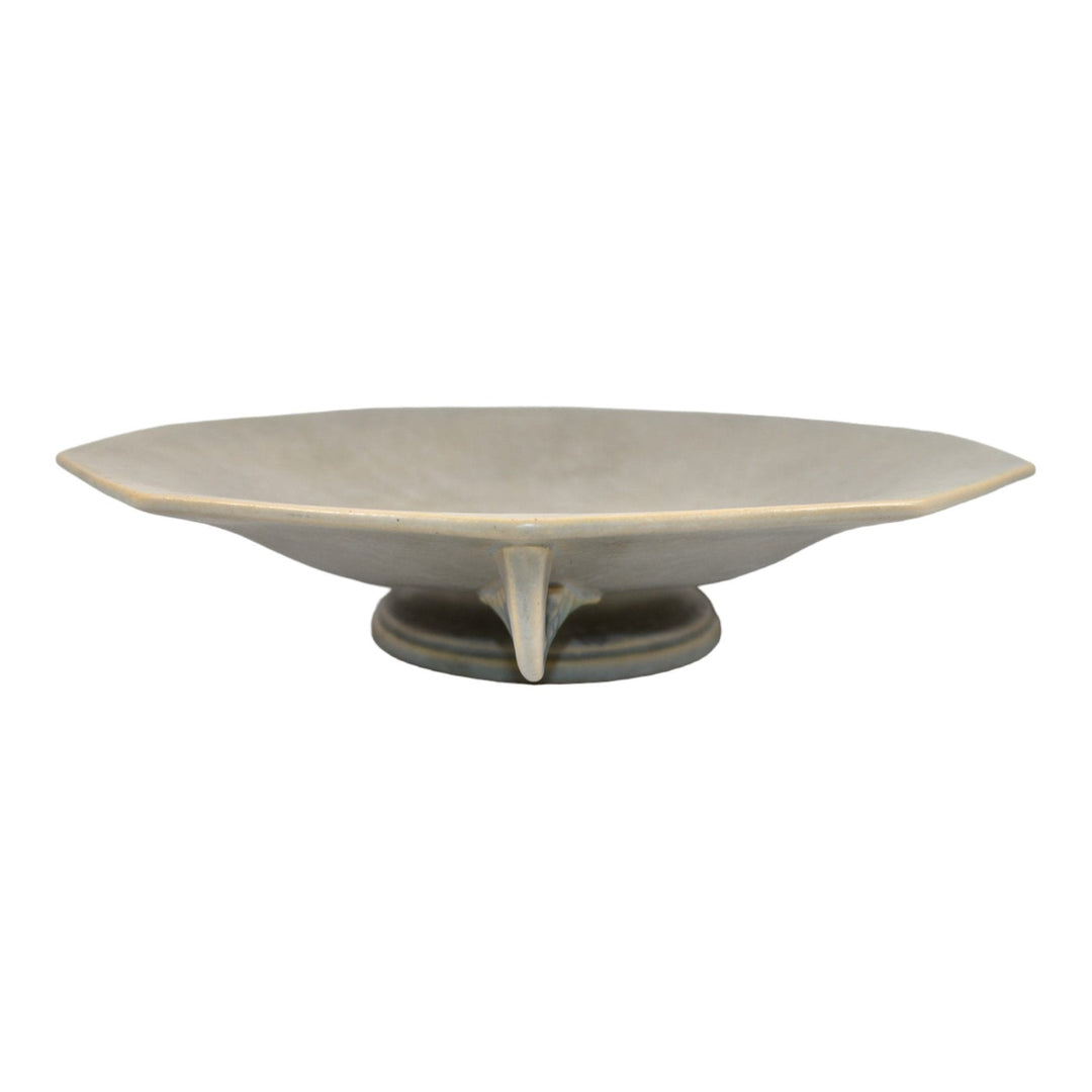 Roseville Tuscany Gray 1927 Vintage Art Deco Pottery Handled Center Bowl 174-12 - Just Art Pottery